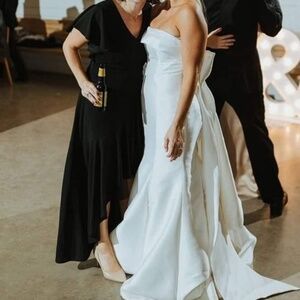 Miusol Women's Formal V Neck Ruffle Split Evening Party Long Dress